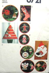 8721  SIMPLICITY XMAS ORNAMENTS, CARD HOLDER, WALL HANGING, STOCKING 78 PATTERN uncut